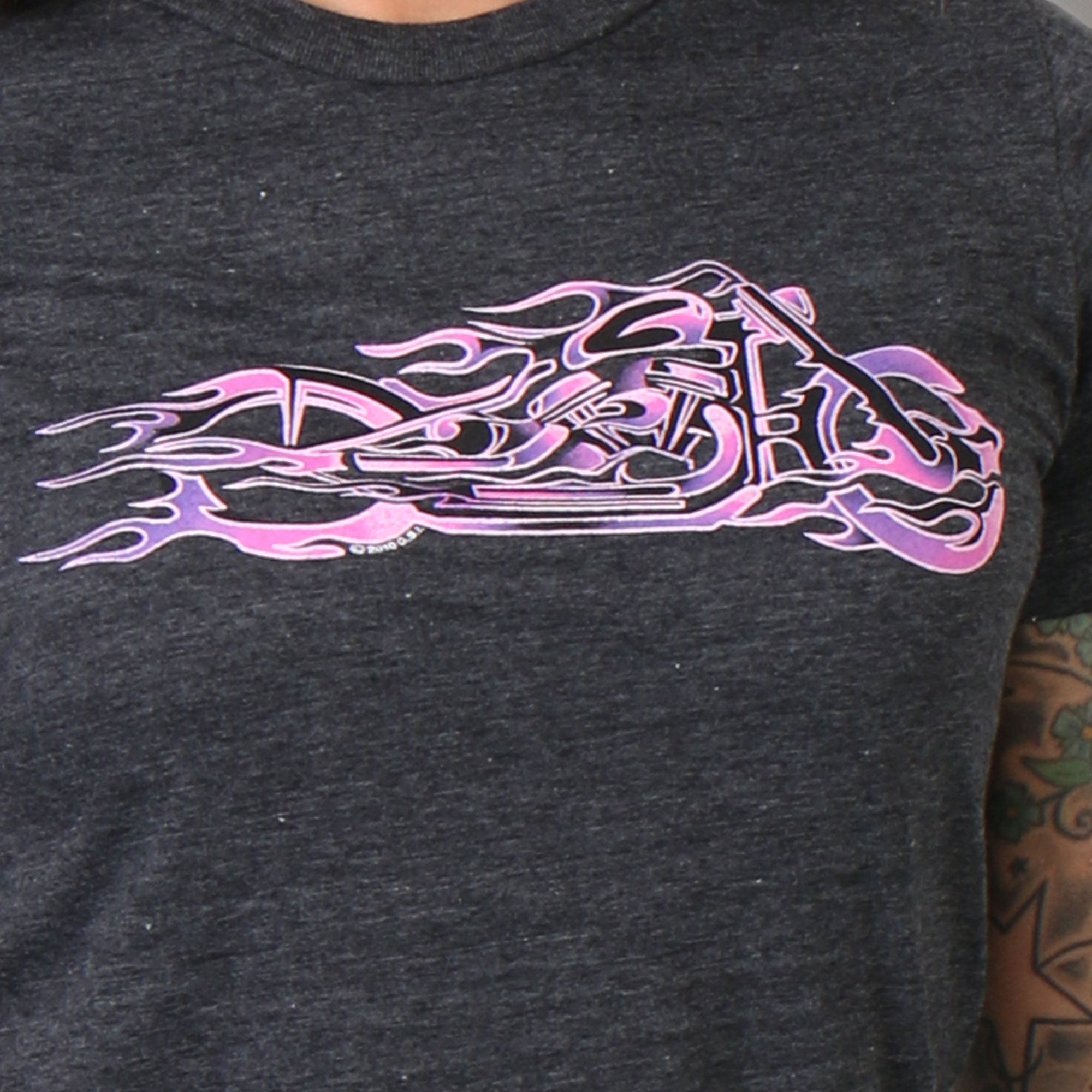Hot Leathers Ladies Pink and Purple Fire Bobber Full Cut Motorcycle Shirt GLR1215