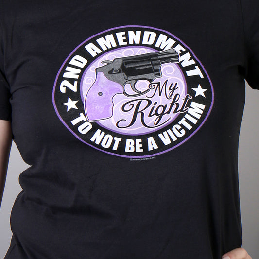 Hot Leathers GLR1262 '2nd Amendment My Right To Not Be A Victim' Black Ladies T-Shirt