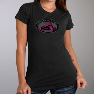 Hot Leathers GLR1499 'Work Sucks-Lets Ride Oval' Ladies Black T-Shirt