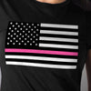 Hot Leathers GLR1515 Ladies Full Cut Thin Pink Line American Flag Black T-Shirt