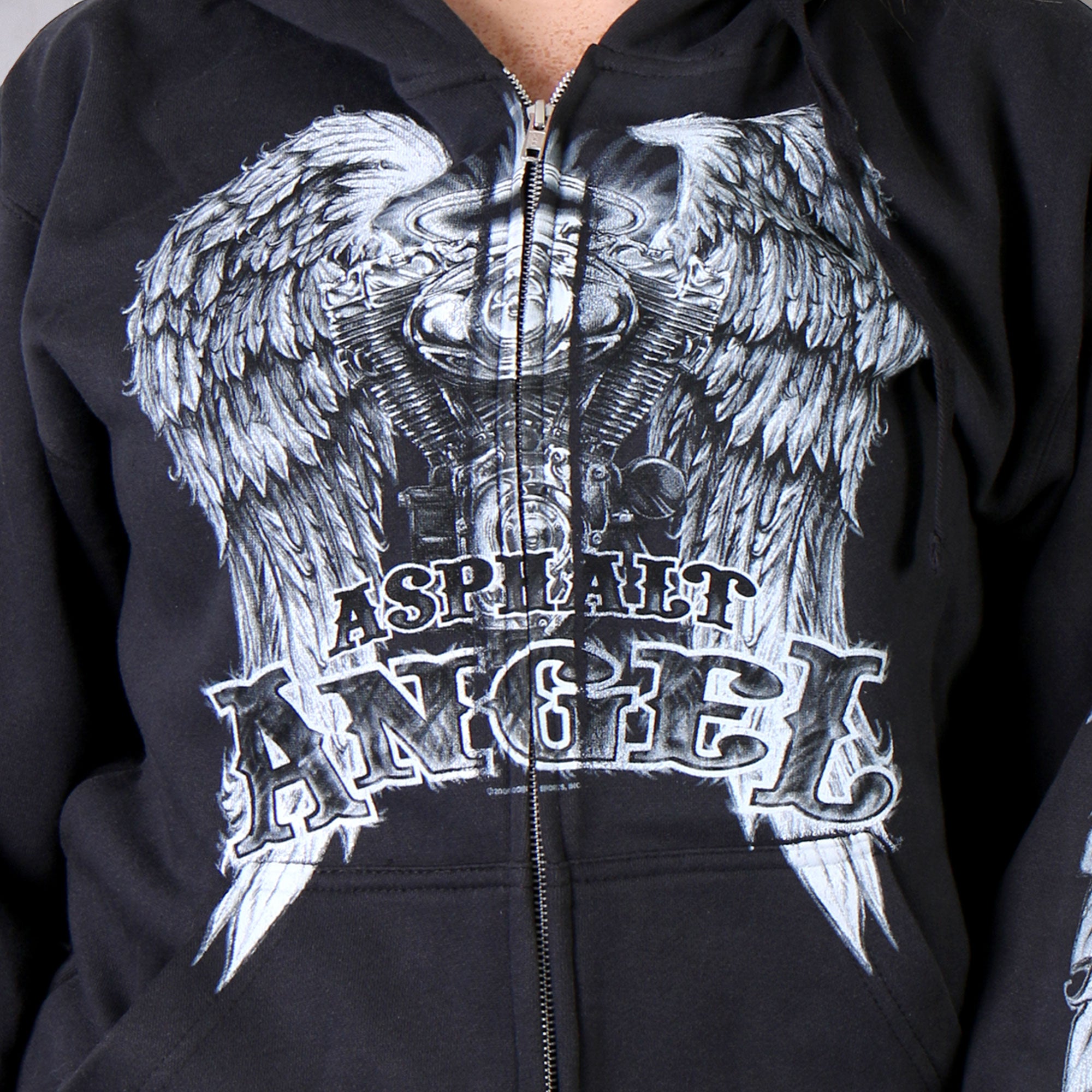 Hot Leathers GLZ4009 'Asphalt Angel' Ladies Black Zipper Hoodie