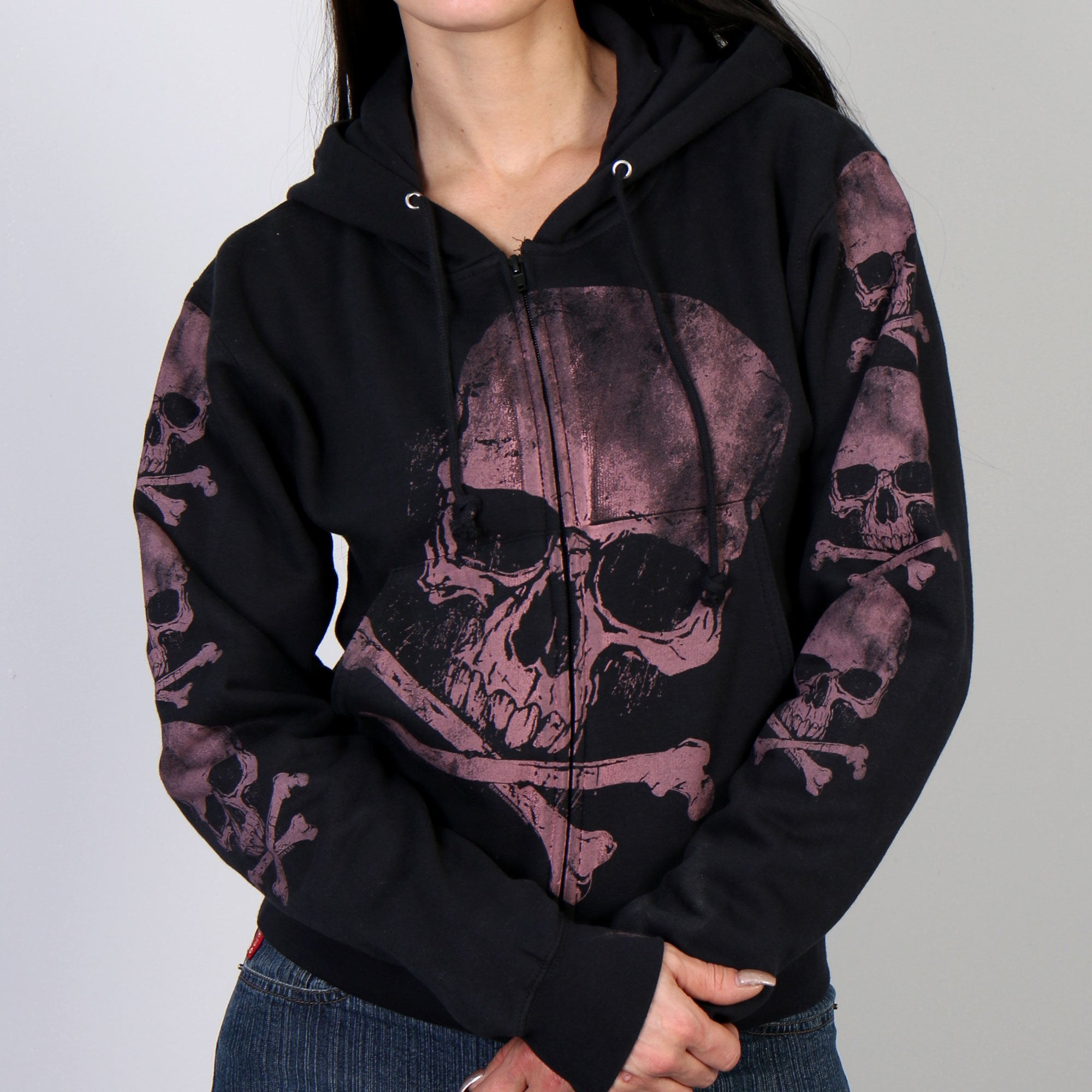 Hot Leathers GLZ4324 Ladies Skull and Crossbones' Jumbo Print Ladies Hooded Sweatshirt