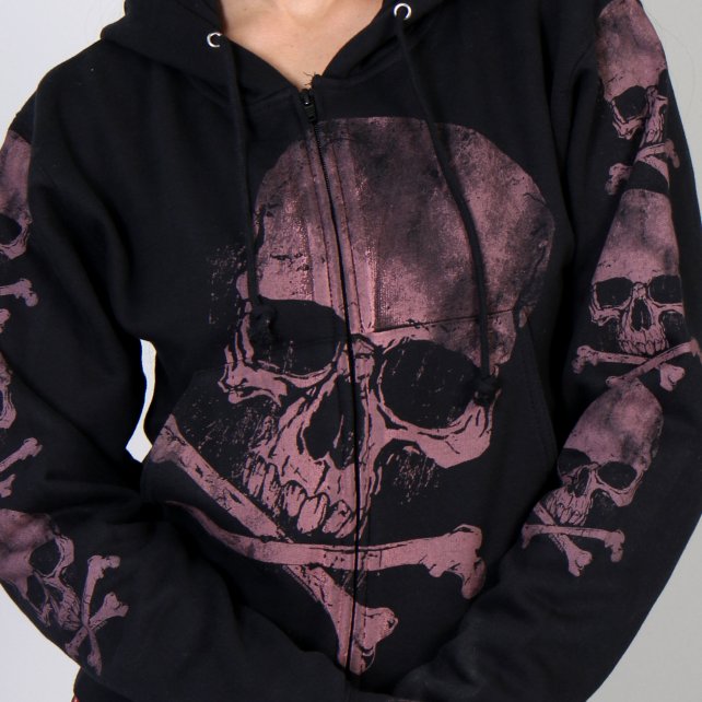 Hot Leathers GLZ4324 Ladies Skull and Crossbones' Jumbo Print Ladies Hooded Sweatshirt
