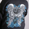 Hot Leathers GLZ4345 Ladies 'Angel Roses' Zip Up Hooded Ladies Black Sweat Shirt