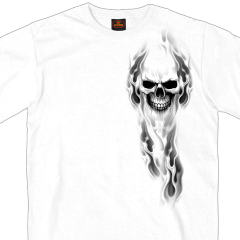 Hot Leathers GMD1080 Mens 'Ghost' Skull Double Sided White T-Shirt