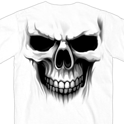 Hot Leathers GMD1080 Mens 'Ghost' Skull Double Sided White T-Shirt