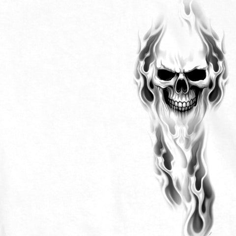 Hot Leathers GMD1080 Mens 'Ghost' Skull Double Sided White T-Shirt