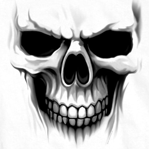 Hot Leathers GMD1080 Mens 'Ghost' Skull Double Sided White T-Shirt