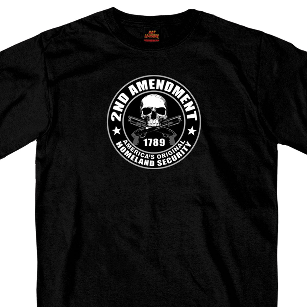 Hot Leathers GMD1158 Mens '2nd Amendment America's Original Homeland Security' Black T-Shirt