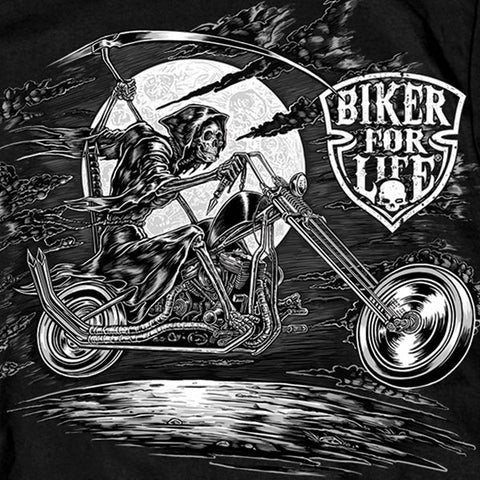 Hot Leathers GMD1352 Men 'Scroll- Bikers for Life' Double Sided Black T-Shirt