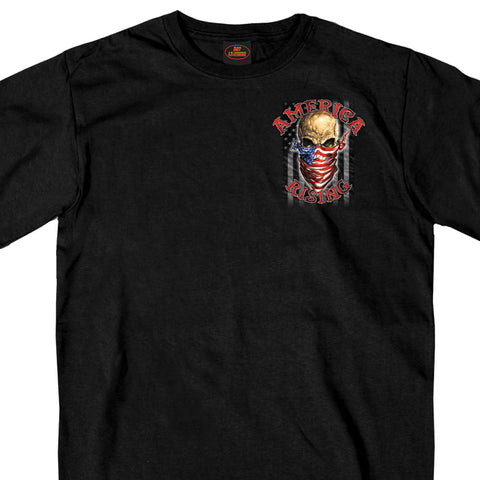 Hot Leathers GMD1364 Mens 'Skull Bandanna - America Rising' Black T-Shirt