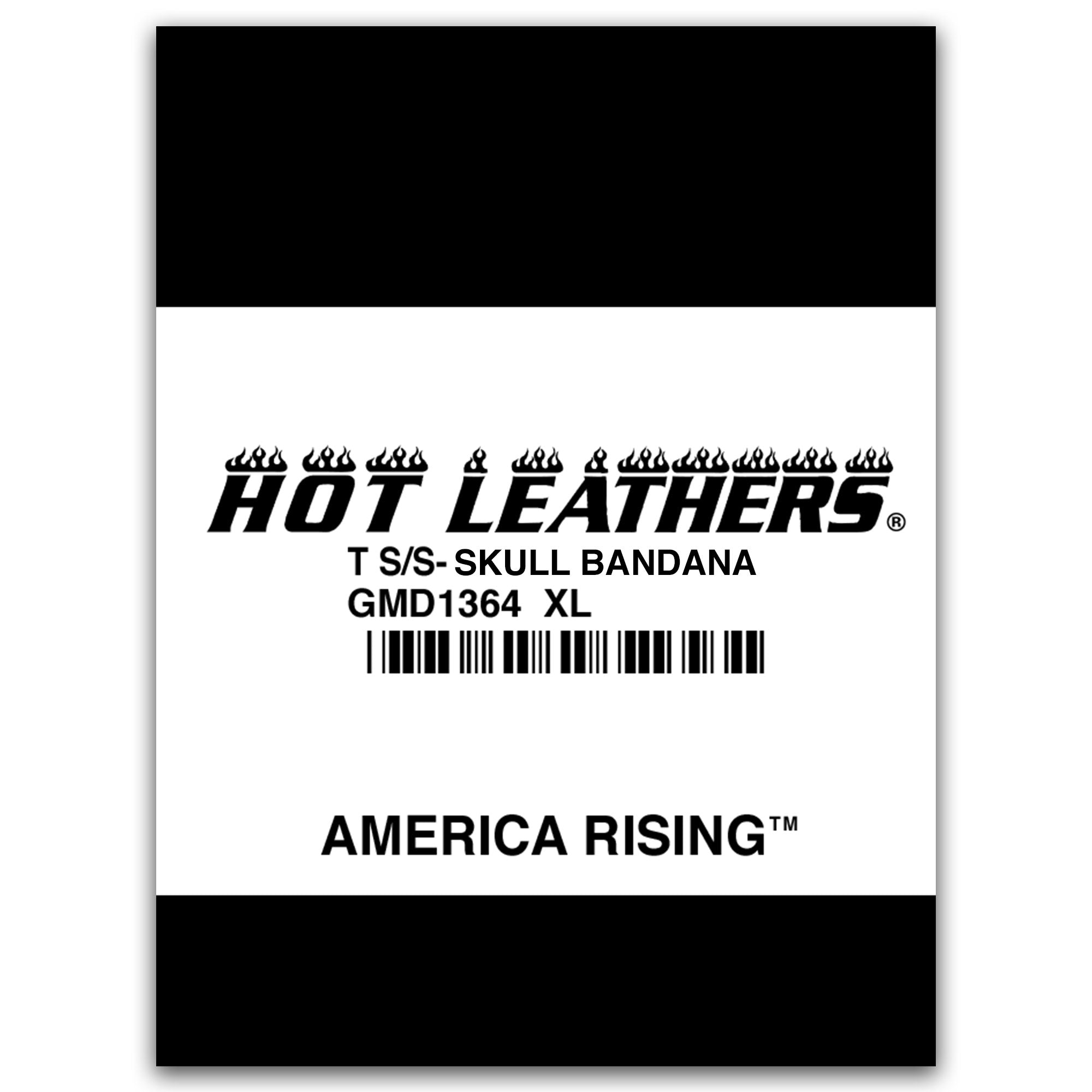 Hot Leathers GMD1364 Mens 'Skull Bandanna - America Rising' Black T-Shirt
