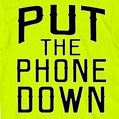 Hot Leathers GMD1410 Mens 'Put The Phone Down' Safety Green T-Shirt