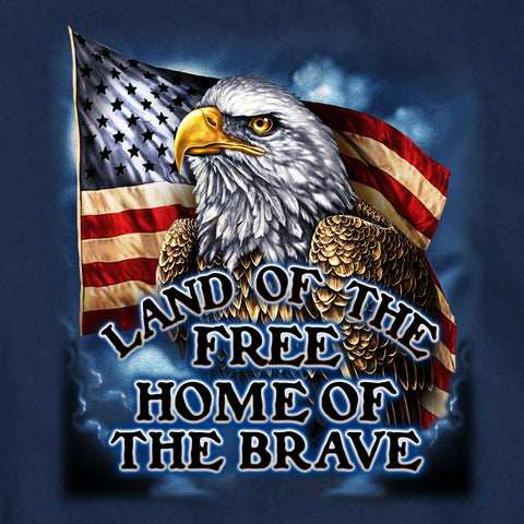 Hot Leathers GMD1420 Men's 'Land of the Free USA Proud Eagle' Navy Blue T-Shirt