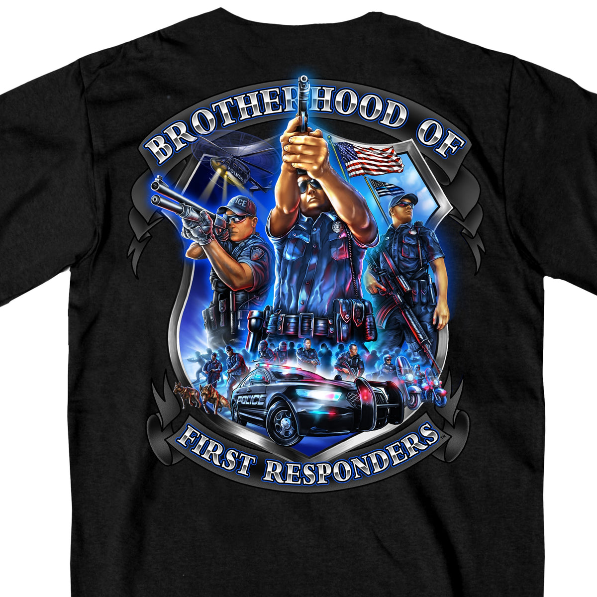 Hot Leathers GMD1449 Men's Brotherhood of First Responders Police Black T-Shirt