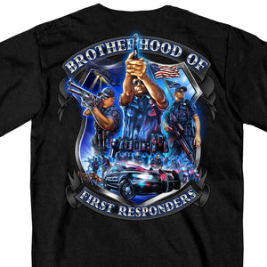 Hot Leathers GMD1449 Men's Brotherhood of First Responders Police Black T-Shirt