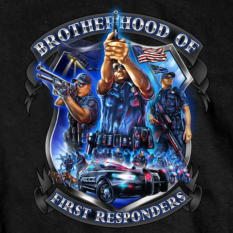 Hot Leathers GMD1449 Men's Brotherhood of First Responders Police Black T-Shirt
