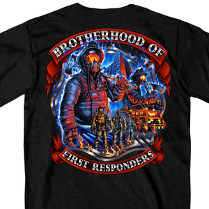 Hot Leathers GMD1450 Men's Brotherhood of First Responders Fireman Black T-Shirt