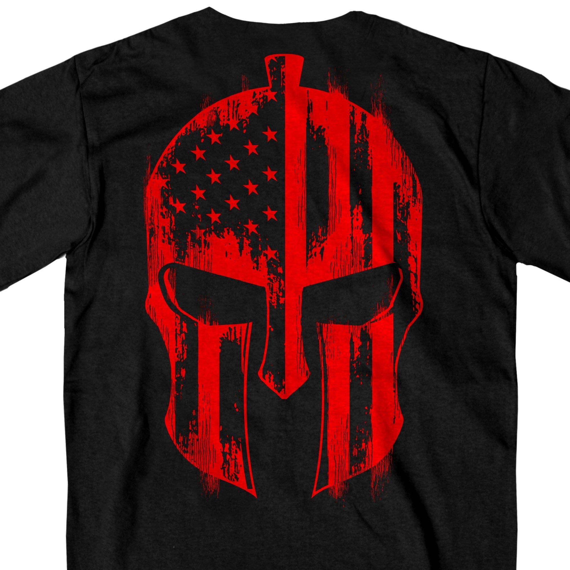 Hot Leathers GMD1468 Men's Red Warrior Skull Flag Black T-Shirt