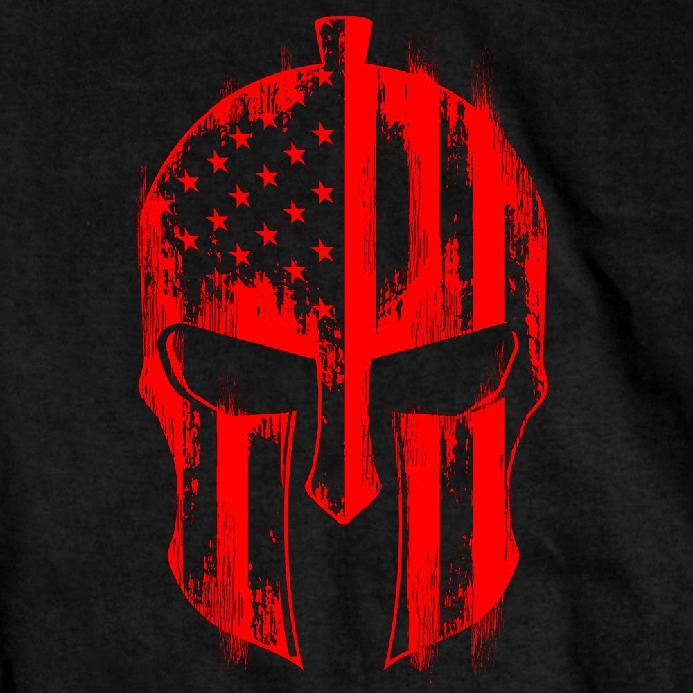 Hot Leathers GMD1468 Men's Red Warrior Skull Flag Black T-Shirt