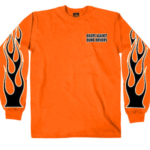 Hot Leathers GMD2090 Mens 'Bikers Against Dumb Drivers' Long Sleeve Safety Orange Shirt