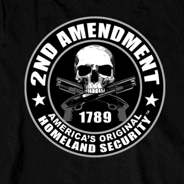 Hot Leathers GMD2158 Mens '2nd Amendment America's Original Homeland Security' Long Sleeve Black T-Shirt