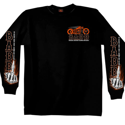 Hot Leathers GMD2453 Men's Bone Finger Long Sleeve Black Shirt