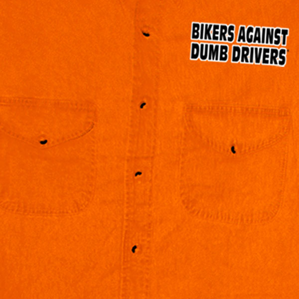 Hot Leathers Mens 'Can You See Me Now A****** Sleeveless  Safety Orange Denim Shirt GMD5090