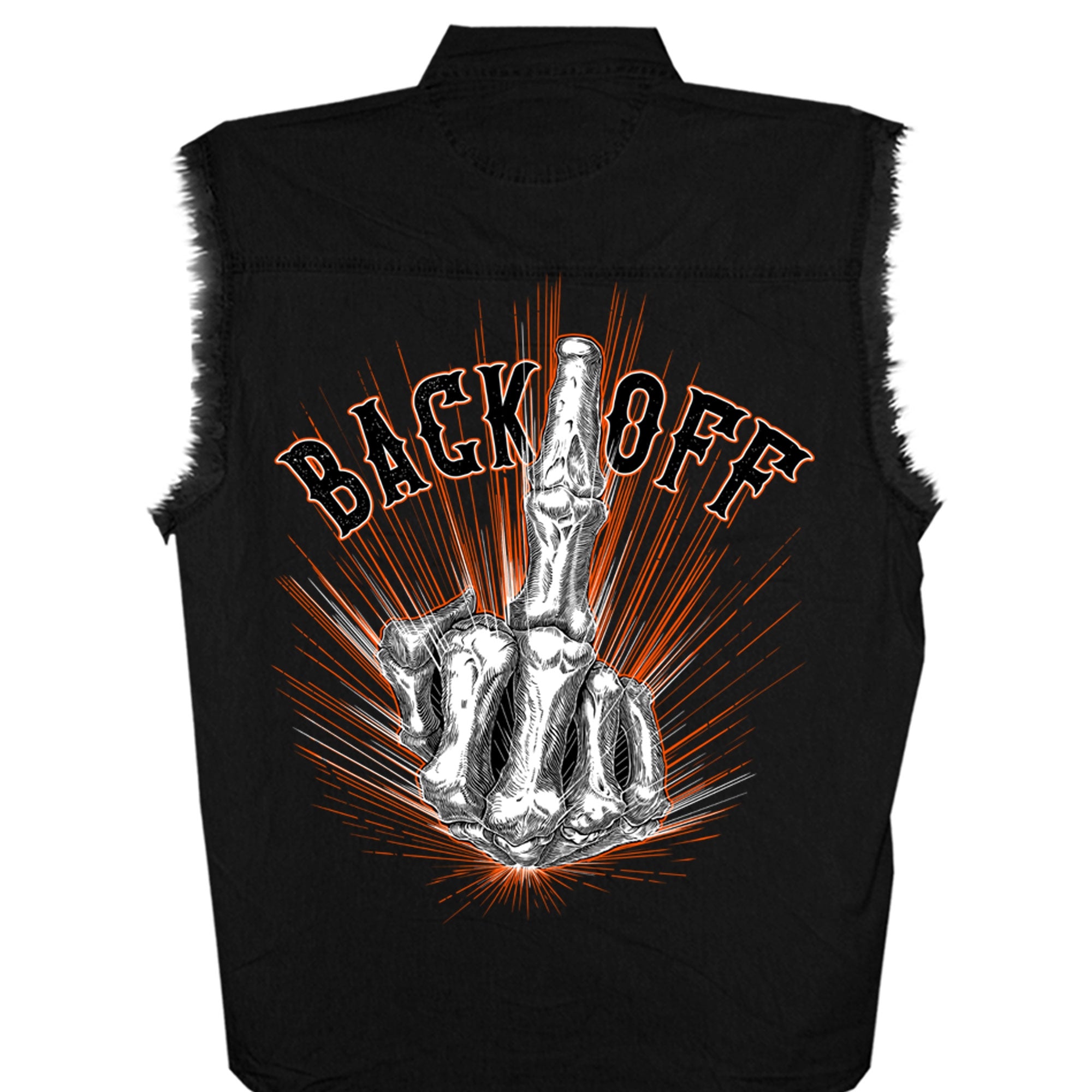 Hot Leathers GMD5453 Mens Bone Finger Sleeveless Black Denim Shirt