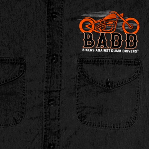 Hot Leathers GMD5453 Mens Bone Finger Sleeveless Black Denim Shirt