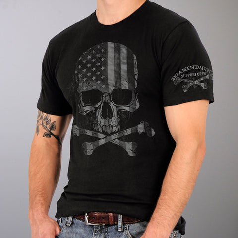 Hot Leathers GML1001 Men’s' Faded Flag Skull Black T-Shirt