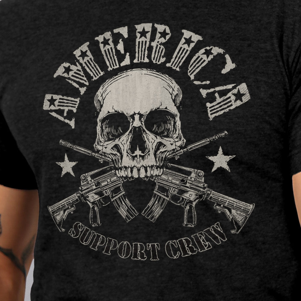 Hot Leathers GML1005 Mens American Support Crew Black T-Shirt