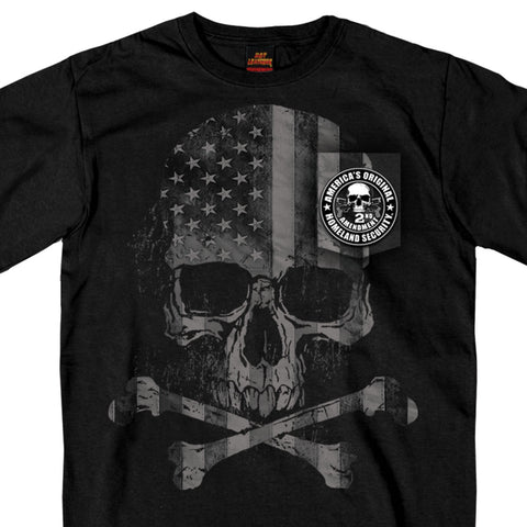 Hot Leathers GMP1388 Men’s ‘Patriotic Skull Pocket’ Black T-Shirt