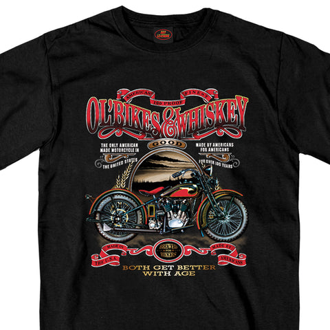 Hot Leathers GMS1074 Men’s ‘Ol' Bikes & Whiskey’ Black T-Shirt