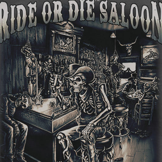 Hot Leathers GMS1126 Men’s ‘Ride or Die Saloon’ Charcoal T-Shirt