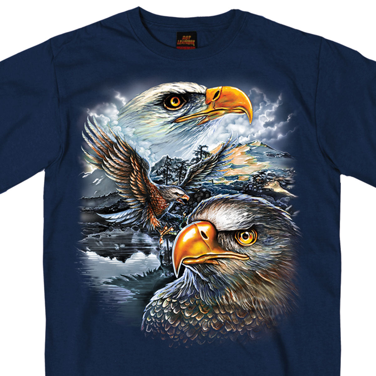 Hot Leathers GMS1239 Mens Majestic Eagle Navy Blue T-Shirt