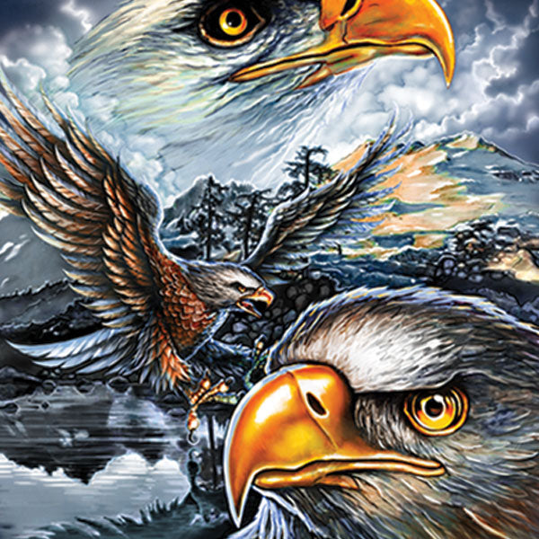 Hot Leathers GMS1239 Mens Majestic Eagle Navy Blue T-Shirt