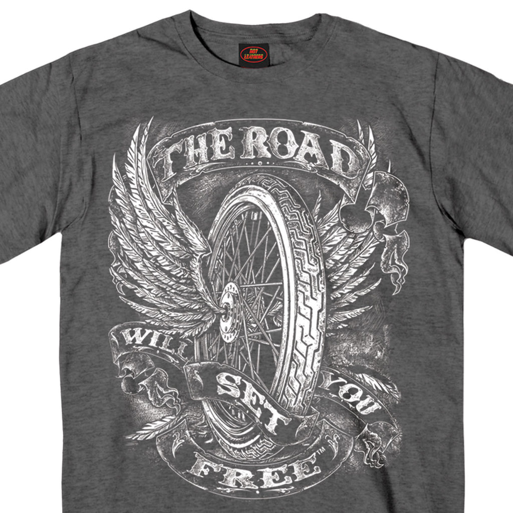 Hot Leathers ‘Flying Wheel’ Charcoal Heather Men’s T-Shirt GMS1325