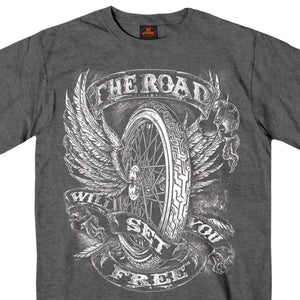 Hot Leathers GMS1325 Men’s ‘Flying Wheel’ Charcoal Heather T-Shirt