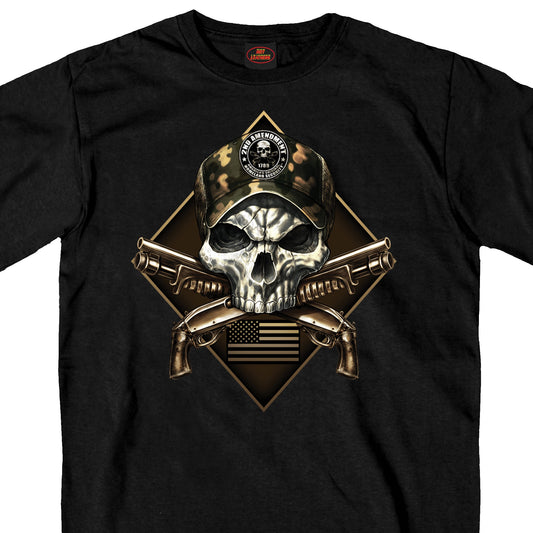 Hot Leathers GMS1415 Men’s ‘2nd Amendment Camo Skull‘ Short Sleeve Black T-Shirt