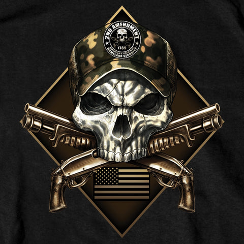 Hot Leathers GMS1415 Men’s ‘2nd Amendment Camo Skull‘ Short Sleeve Black T-Shirt