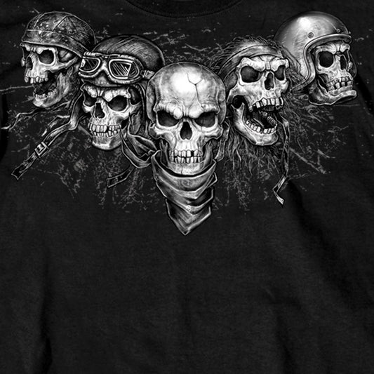 Hot Leathers GMS1423 Men’s ‘Five Skull‘ Short Sleeve Black T-Shirt