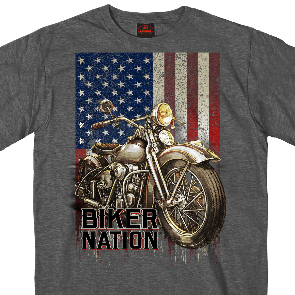 Hot Leathers Classic Cycle Flag Charcoal Heather Gray  Men's T-Shirt GMS1462