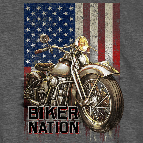 Hot Leathers Classic Cycle Flag Charcoal Heather Gray  Men's T-Shirt GMS1462