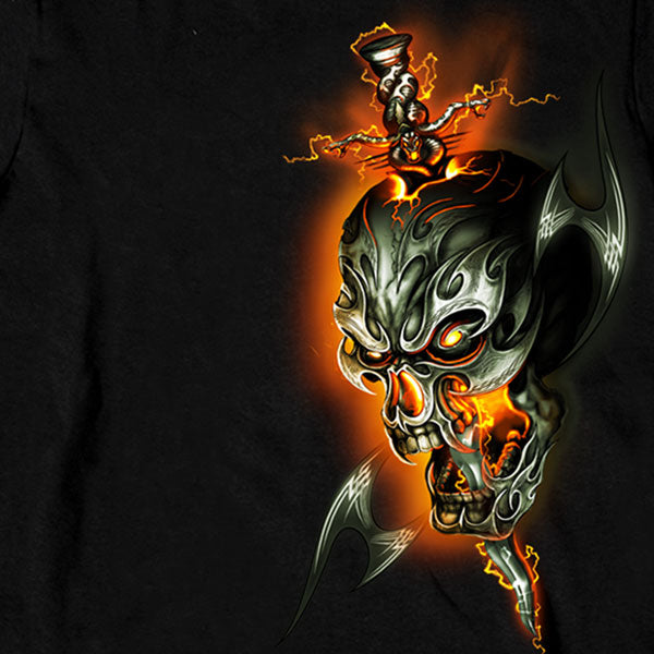 Hot Leathers GMS2068 Mens Electric Skull Long Sleeve Black T-Shirt