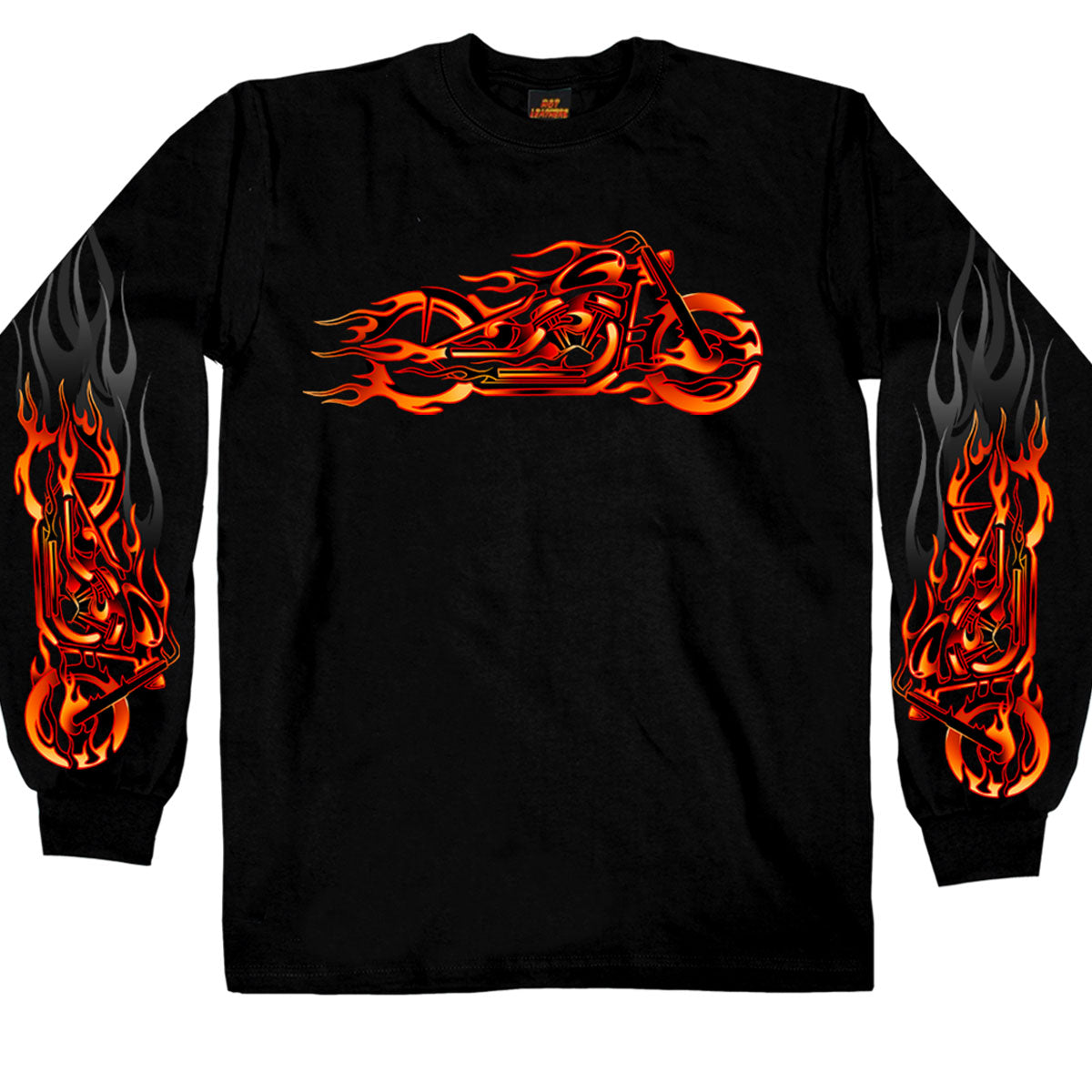 Hot Leathers GMS2154 Mens Fire Bobber Long Sleeve Black T-Shirt