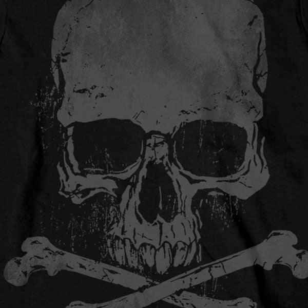 Hot Leathers GMS2305 Mens Jumbo Print Skull and Cross Bones Long Sleeve Black T-Shirt