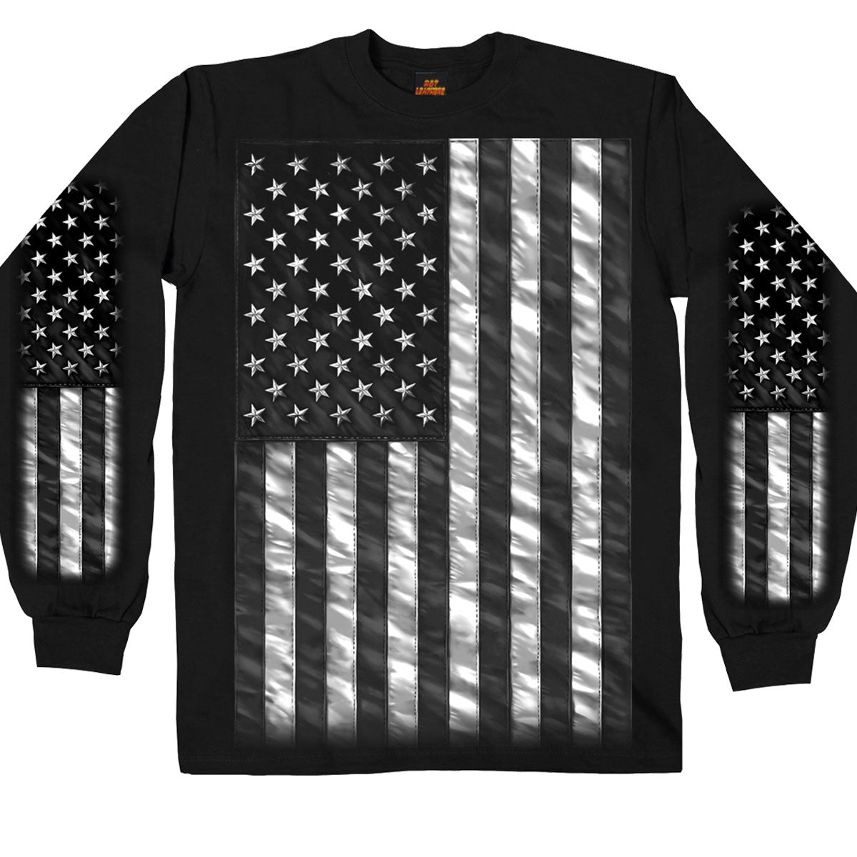 Hot Leathers GMS2393 Men’s ‘American Flag’ Long Sleeve Black T-Shirt