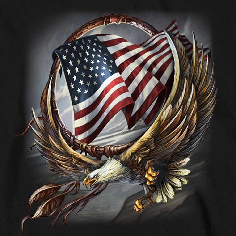 Hot Leathers GMS2427 Mens Hoop Eagle Long Sleeve Black T-Shirt
