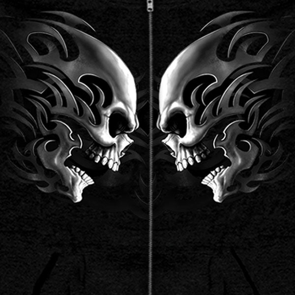 Hot Leathers GMZ4105 Mens Head Butt Skulls Black Hoodie with Zipper Closure